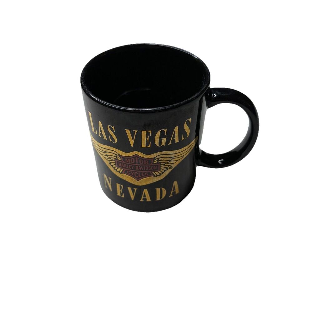 Harley Davidson Motorcycles Las Vegas Nevada Black Ceramic Coffee Cup Mug